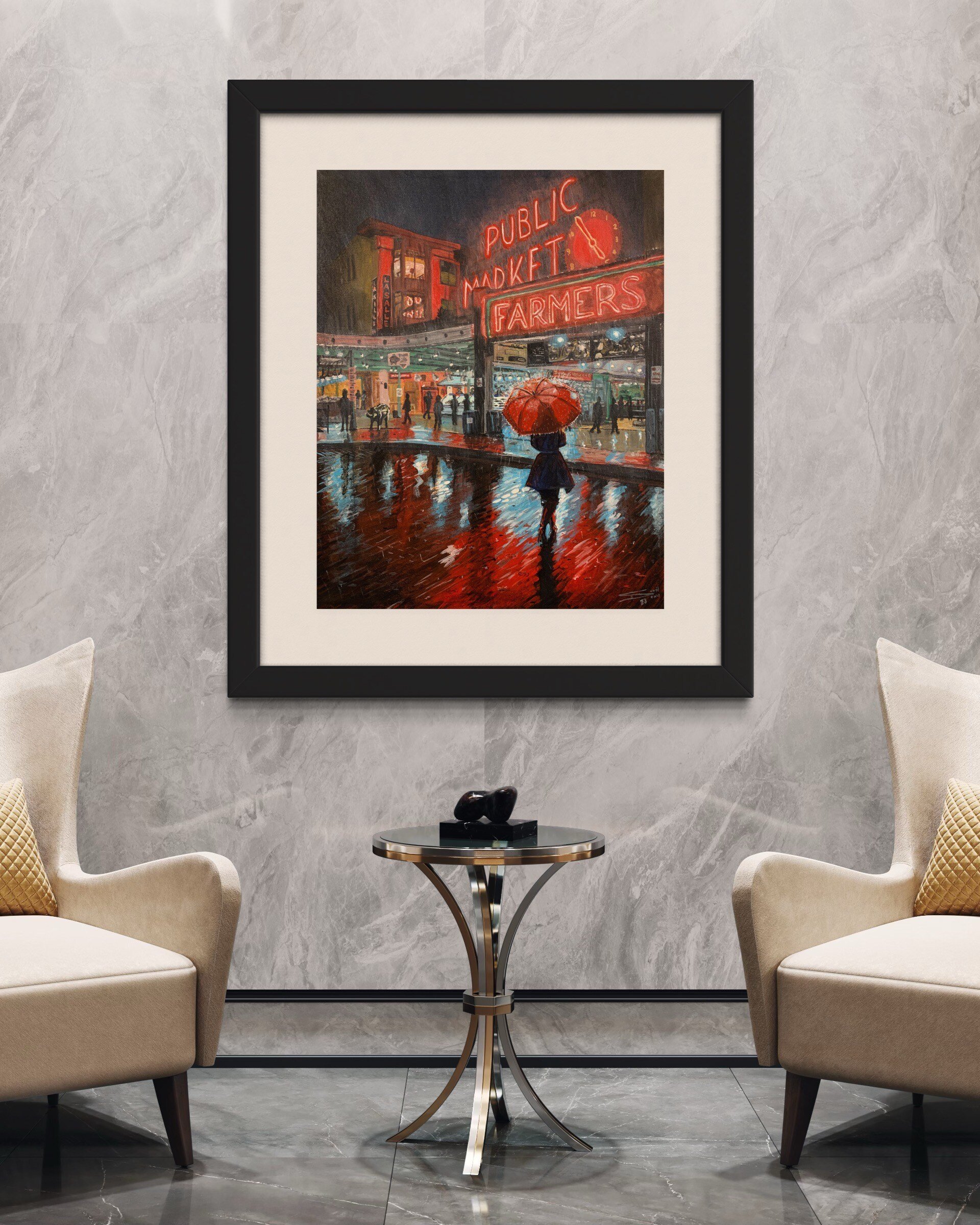 Pike Place Market Framed Painting